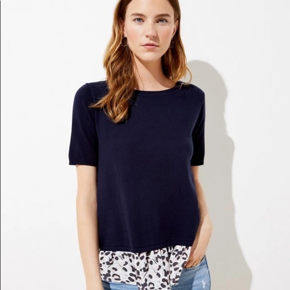 LOFT Mixed Media Cheetah Sweater